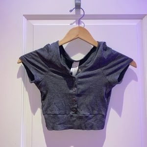 Forever 21 Ribbed Cropped snap button top